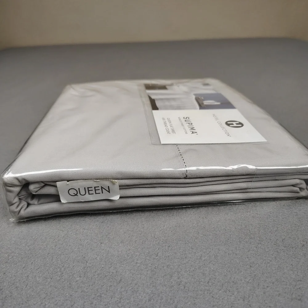 Hotel Collection Supima Cotton QUEEN Flat Sheet Gray‎ 680 Thread Count Soft New